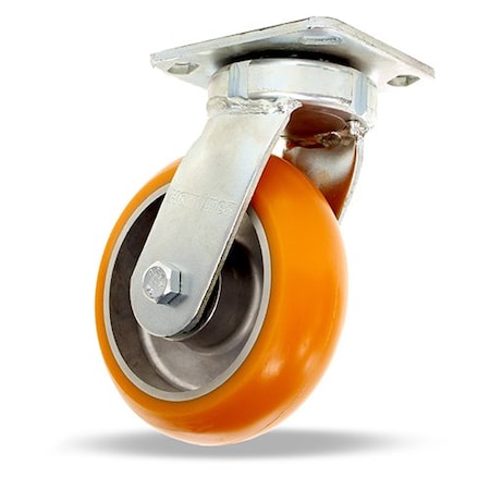 Hamilton Standard Duty Kingpinless Caster, 6" x 2" Ergo-Tech Donut Tread Polyurethane (87A) on Aluminum Wheel S-52K-62EMB