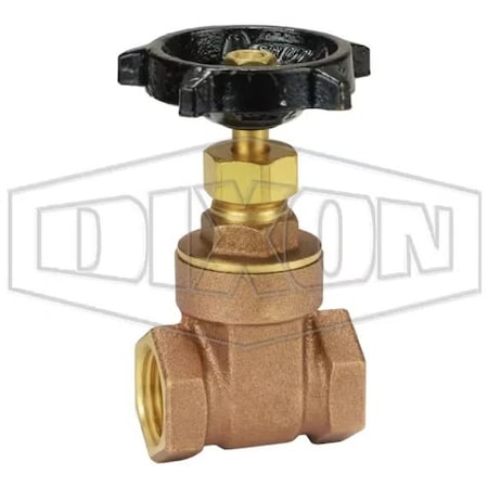 Dixon Gate Valve, 1/2 in, FNPT, Brass Body, Iron Hand wheel Actuator BGV50