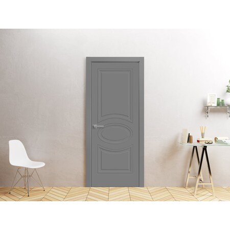 Vdomdoors Interior Solid French Door 32" x 84" inches / Mela 7001 Painted Grey / Single Regular Panel Frame H MELA7001ID-SIF-3284