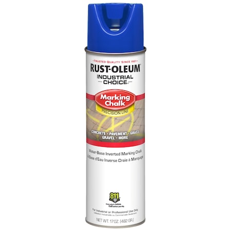 Rust-Oleum Inverted Marking Chalk , 17 oz, Aerosol, Blue, Water-Based 205236