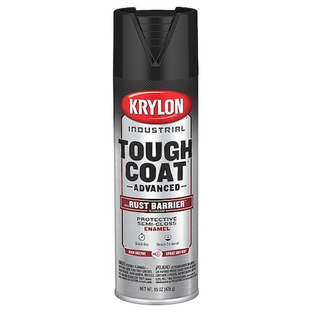 Krylon Industrial Spray Paint, Black, Semi-Gloss, Solvent, 15 oz K00779008