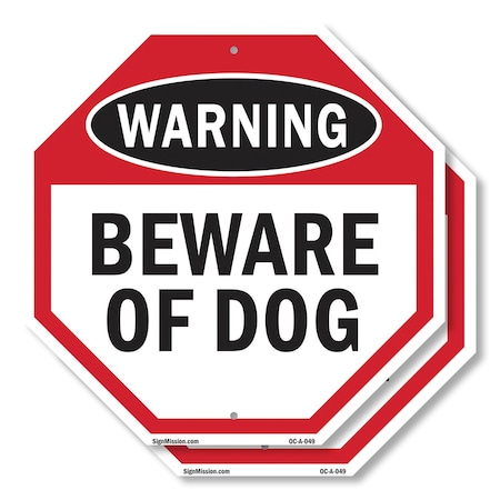 Signmission Warning Beware of Dog, 10 inch X 10 inch, Aluminum Metal Signs, 2PK OC-A-2PACK-10-49