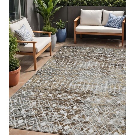 Homeroots 5' X 8' Brown And Beige Argyle Washable Indoor Outdoor Area Rug 615795