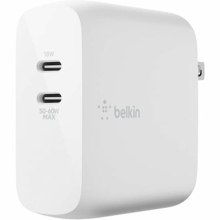 Belkin BC Dual USB-C PD GaN W-Charger WCH003DQWH