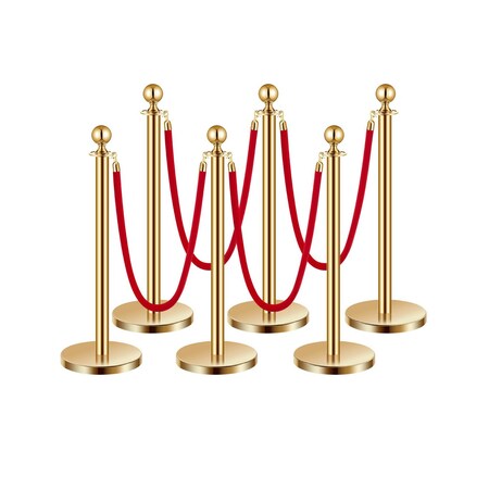 Vevor 6 Pcs Gold Stanchion Post 4 Red Velvet Ropes Sand Injection Hollow Base, 6PK TJDYQ320PDTC6-4