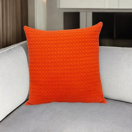 Homeroots 20" Orange Cotton Throw Pillow With Texture 529310