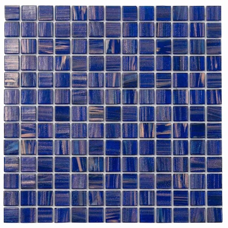 Apollo Tile Celestial 12inx12in Glossy Royal Blue and Gold Glass Mosaic Wall and Floor Tile 20 sqft/case, 20PK APLST88BL544A