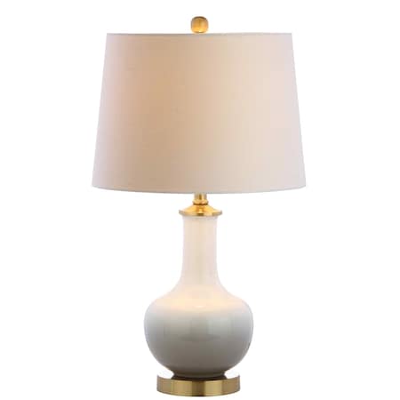 Jonathan Y Gradient 25" Ceramic/Brass LED Table Lamp, White/Grey JYL3019B