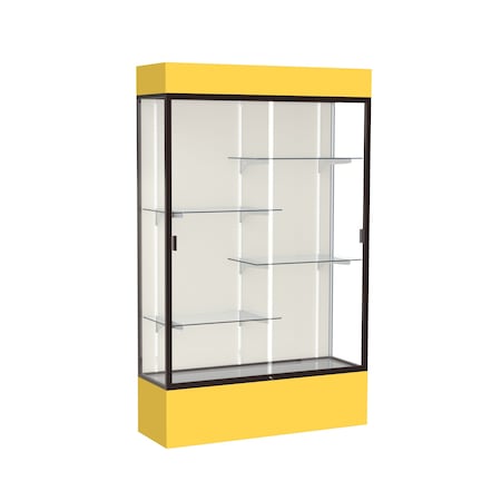 Ghent Lighted Floor Display Case 48x80x16, Plaque 3174PB-BZ-GR