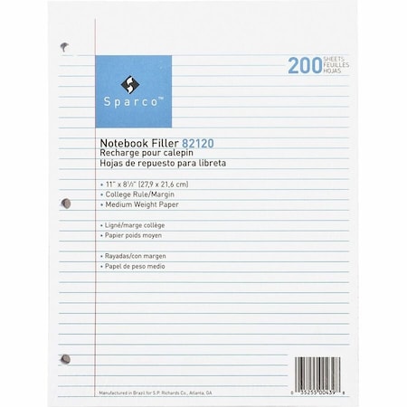 Sparco Looseleaf Paper, White, 16 lb, PK200 SPR82120