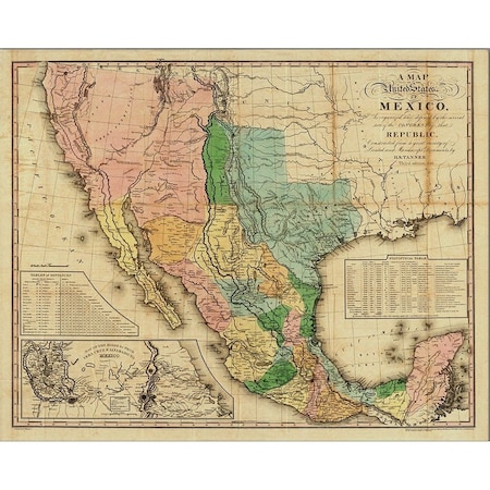 Homeroots Vintage 1846 Map Of Mexico Unframed Print Wall Art 391971