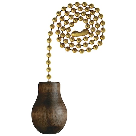 Westinghouse 12'' Polished Brass Pull Chain with Walnut Knob Ornament 77013