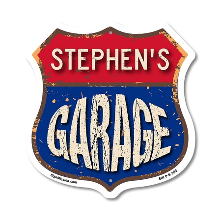 Signmission Stephen's Garage, 6 Inch X 6 Inch, Plastic Sign SHI-P-6-383-STEPHEN