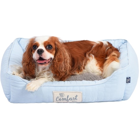 Simple Deluxe FluffyDream Calming Dog Bed, Super Soft Pet Sofa with Pillow Edge, Cute Cat Bed, Suitable for Dogs PTDBEDCUDCASH2420LBL