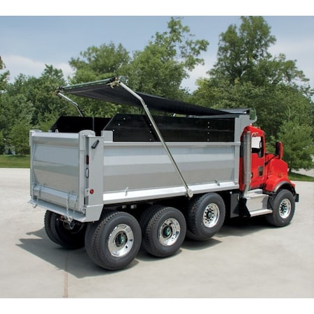 Mytee Products Complete Electric Aluminum 4-Spring Dump Truck Tarp System with 7ft6in x 18ft Mesh Tarp T4SM-PVCM76-18-KIT