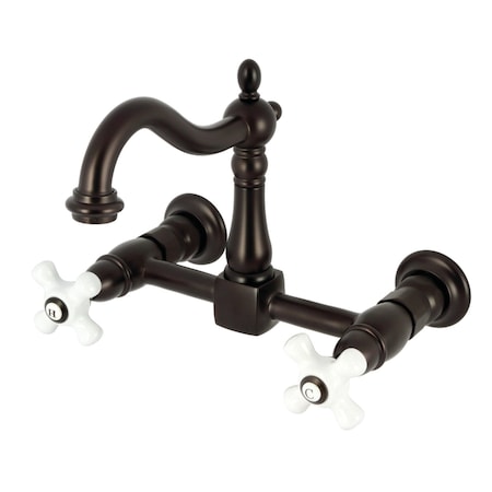 Kingston Brass Two-Handle Wall Mount Bridge Kitchen Faucet, Oil Rubbed Bronze KS1265PX