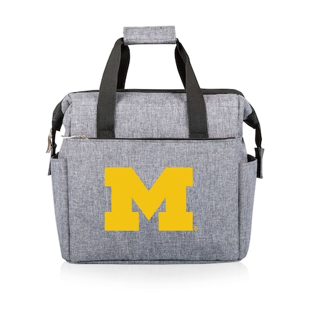 Picnic Time Family Of Brands NCAA Michigan Wolverines On The Go Lunch Bag Cooler - Soft Cooler Lunch Box, Heathered Gray 510-00-105-344-0