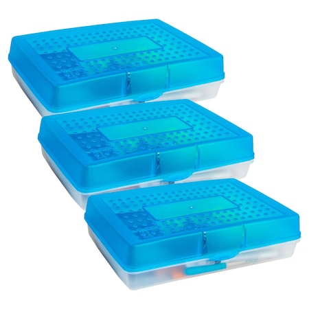 Storex Large Pencil Box, Blue, 3PK 61468U12C