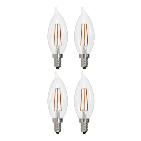 Bulbrite 60w CA10 Clear Dimmable Edison Style Filament LED Light Bulb (E12) Candelabra Screw Base, 3000K, 4PK 861587
