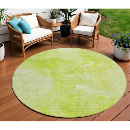 Homeroots 8' Artichoke Green And Lime Green Round Nautical Washable Indoor Outdoor Area Rug 581721