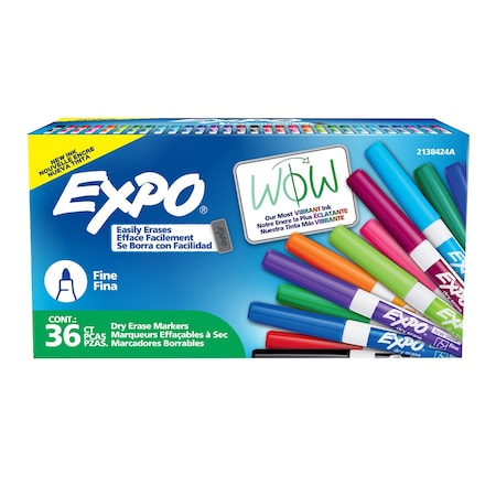 Expo Dry Erase Markers, Whiteboard Markers with Low Odor Ink, Fine Tip, Assorted Vibrant Colors, 36PK 2138424