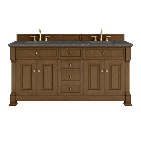 James Martin Vanities Brookfield 72 in. Double Vanity, Honey Oak w/ 3 CM Parisien Bleu Silestone Top 547-V72-HNO-3PBL
