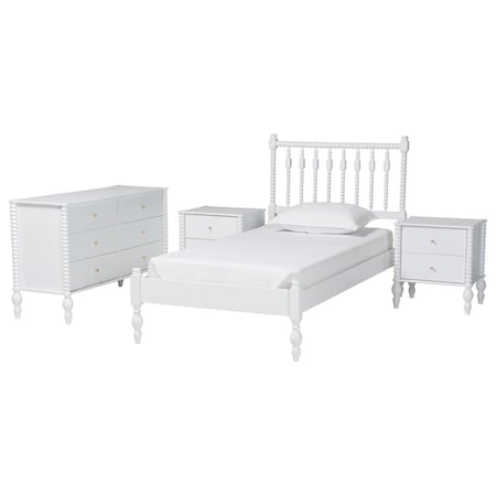 Baxton Studio Callison Bedroom Set, White, Twin 271-14733-14743-14737-14737-ZORO