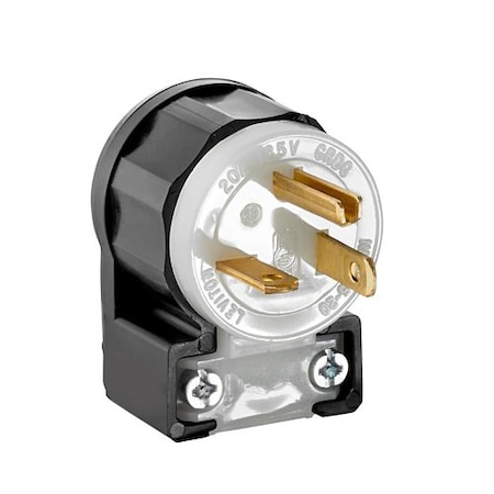 Leviton Straight Blade Plug, 5-20P, 20 A, 125V AC, 2 Pole, Screw Terminals, Grounded 5366-CA
