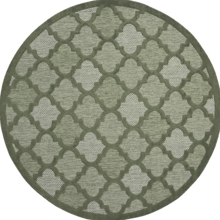 Homeroots 8' Green Round Geometric Indoor Outdoor Area Rug 572803