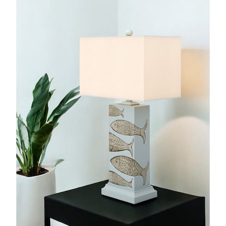 Homeroots Set of Two 28" Blue Table Lamp With White Cone Shade 571290