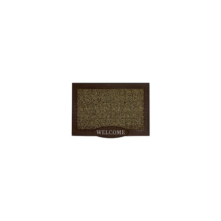 Grassworx Clean Machine Shoe Scraper 'Welcome' Door Mat, Green with Frame, 24 x 36 In. 10376973