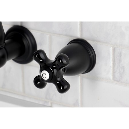 Kingston Brass Two-Handle Wall Mount Kitchen Faucet, Matte Black KS1280PKX