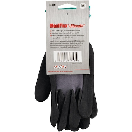Maxiflex Ultimate Mens Medium Seamless Knit Nylon/Lycra Glove 34-874T/M