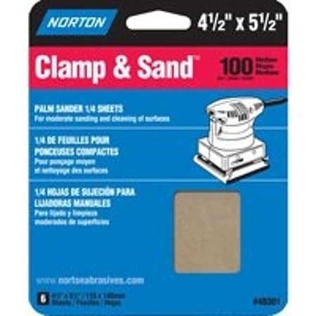 Norton Co MultiStand Sheet, 412 in W, 512 in L, 100 Grit, Medium, Aluminum Oxide Abrasive, Paper Backing 48301