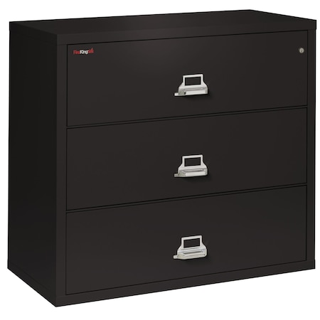 Fireking 38-15/16" W 3 Drawer Fire-Resistant Lateral File Cabinet, Black, Letter/Legal 3-4422-CBL