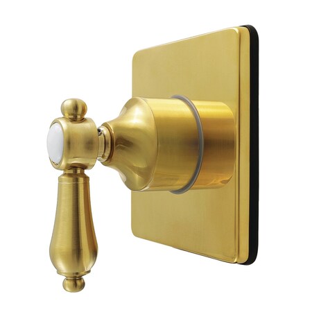 Kingston Brass Single-Handle Six-Way Diverter Valve with Square Trim Kit, Brushed Brass KS4047BAL