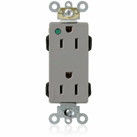 Leviton Extra Heavy Duty Hospital Grade Decora Receptacle, 15 Amp, 125 Volt M1626-PLG