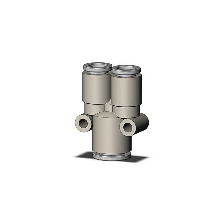 Smc Push-Fit Wye Fitting, Push-to-Connect x Push-to-Connect x Push-to-Connect, 6 x 8mm Tube OD, Plastic KQ2U06-08A