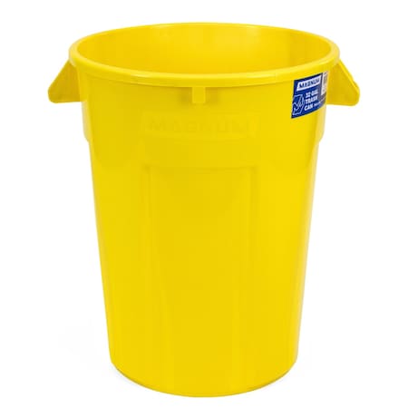 Magnum Tool 32 Gallon Trash Can, High-Vis Yellow, Construction Grade, Heavy Duty Plastic (1 Pack) CMTC-C000-32Y01