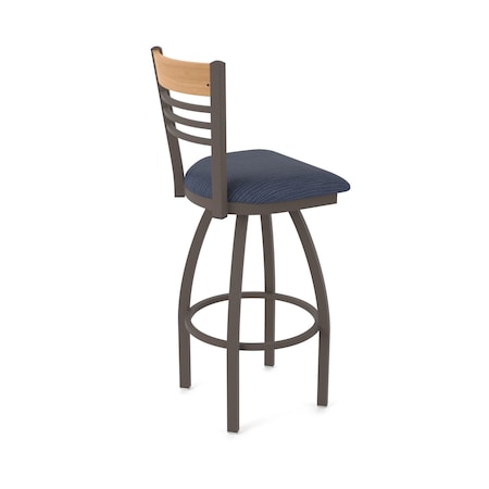 Holland Bar Stool Co Eleanor 25in Swivel Counter Stool with Bronze Finish, Medium Back and Graph Anchor Seat 880