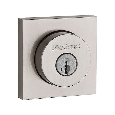 Kwikset Single Cylinder Deadbolt, 1" L Throw, Zinc 158-SQT-15-SMT-6AL-STRKP-K3