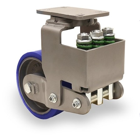 Hamilton Aerospace Spring Loaded Forge Master Swivel Caster, 10" x 4" Superlast Polyurethane Forged Stl Wheel S-AEZFFM-104SYB