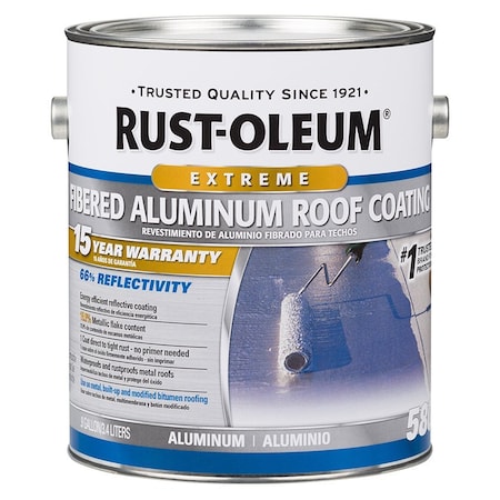 Rust-Oleum 0.9 Gallon Rust-Oleum 301905 Bright Aluminum Roofing 580 Extreme Fibered Aluminum Roof Coating 301903
