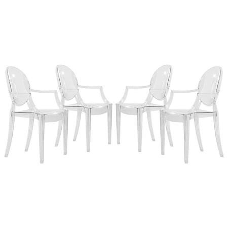 Leisuremod Carroll Modern Acrylic Chair, Clear, 4PK GC22CL4