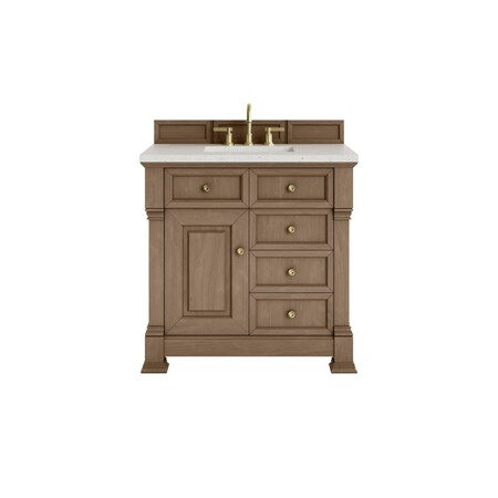 James Martin Vanities Brookfield 36 in. Single Vanity, Pecan w/ 3 CM Lime Delight Silestone Top 547-V36-PCN-3LDL