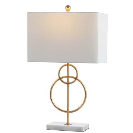 Jonathan Y Haines 26" Modern Circle Marble/Metal LED Table Lamp, Gold JYL1096A