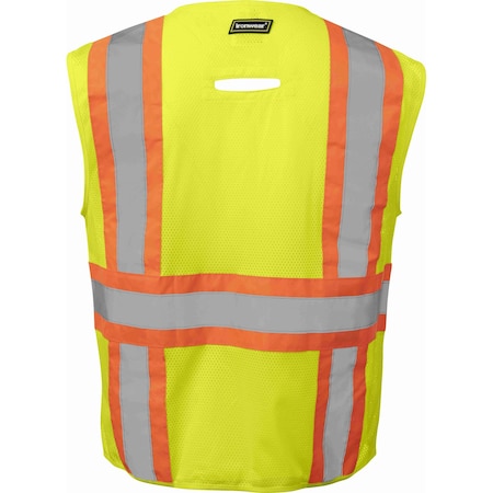 Ironwear Class 2 Hi Vis Reflective Two Tone H-Back Flame Retardant Zipper Safety Vest, X-Large 1287FR-LZ-RD-DR-XL