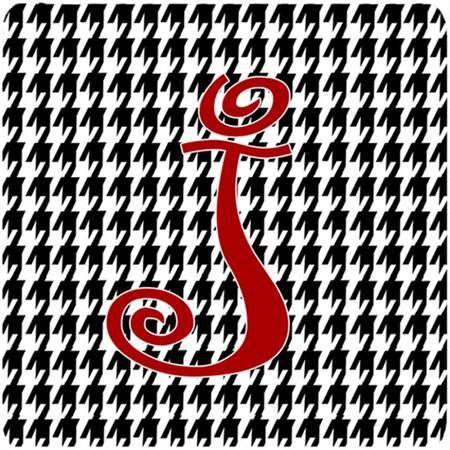 Carolines Treasures Set of 4 Monogram - Houndstooth Black Foam Coasters Initial Letter J CJ1035-JFC