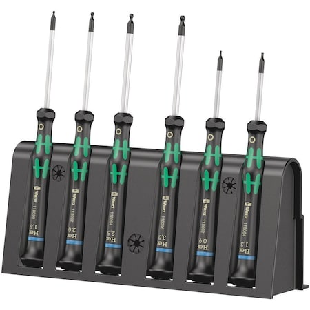 Wera 2052/6 Hexagon screwdriver set and rack for electronic applications, 6 pieces 5118156001