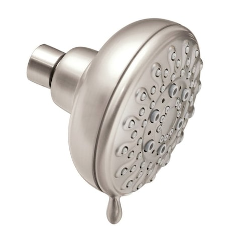 Moen Banbury Series Shower Head, 2 gpm, 12 in Connection, IPS, Brushed Nickel, 4 in Dia 23045SRN